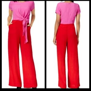 Maison Jules Ablaze Red Pink Colorblocked Jumpsuit